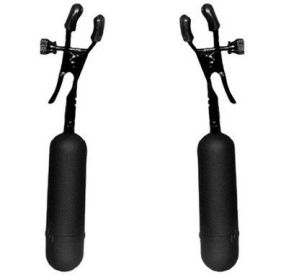 Cordless Vibrating Nipple Clamp Black Adjustable