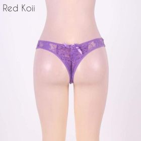 Sexy Lingerie Cut Out Underpants Briefs Lace See Through (Option: Purple-M)